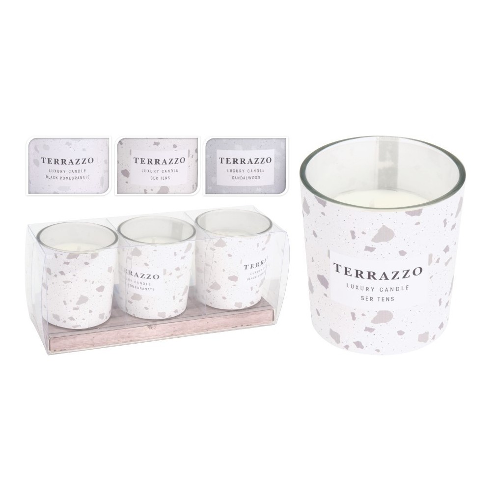 SET 3 VASI VETRO CON CANDELA 8CM 3ASSORTITI