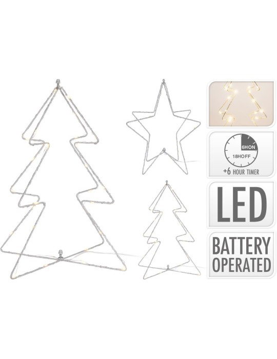 ALBERO-STELLA CON LED 30CM SILVER