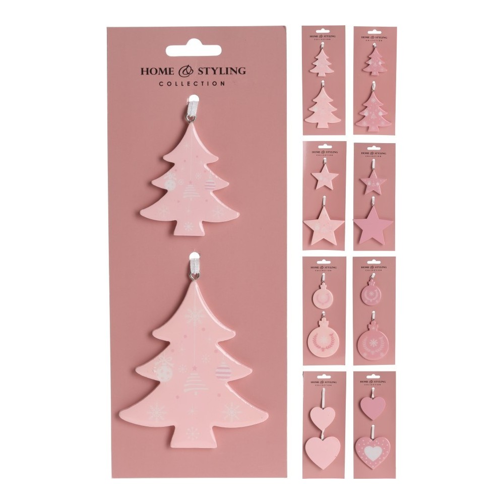 SET 2 PENDENTI LEGNO ROSA 8ASSORTIMENTI