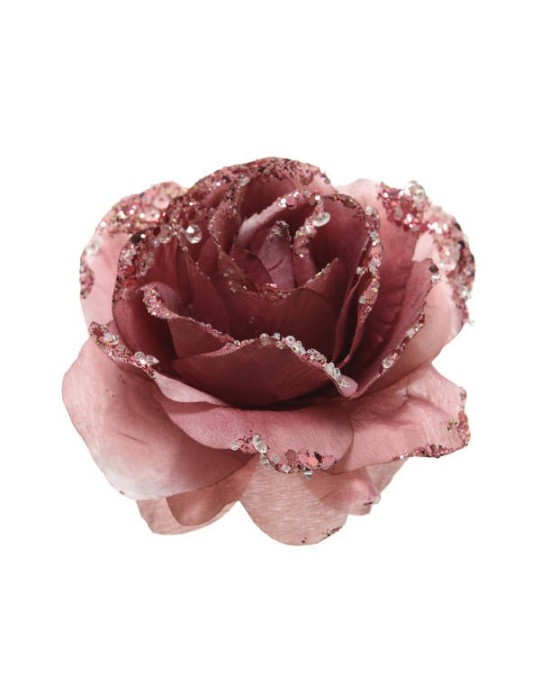 ROSA CON CLIP E GLITTER VELVET PINK D14