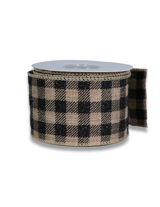 NASTRO TARTAN BLACK/NATURAL MT10X6.8
