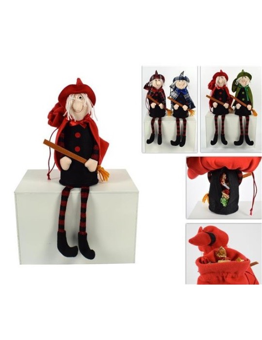 BEFANA PORTACIOCCOLATINI 25CM 4COLORI