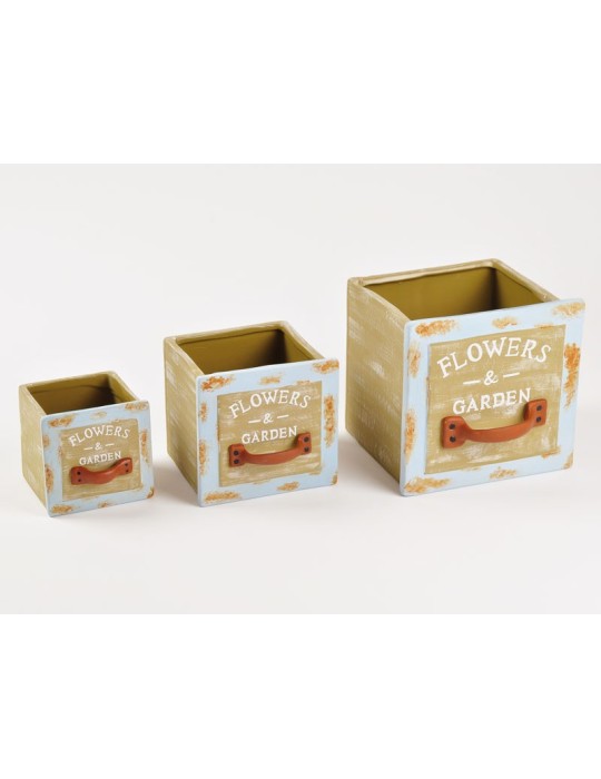 SET 3 PORTA PIANTE CELESTE 15.5X17X15H