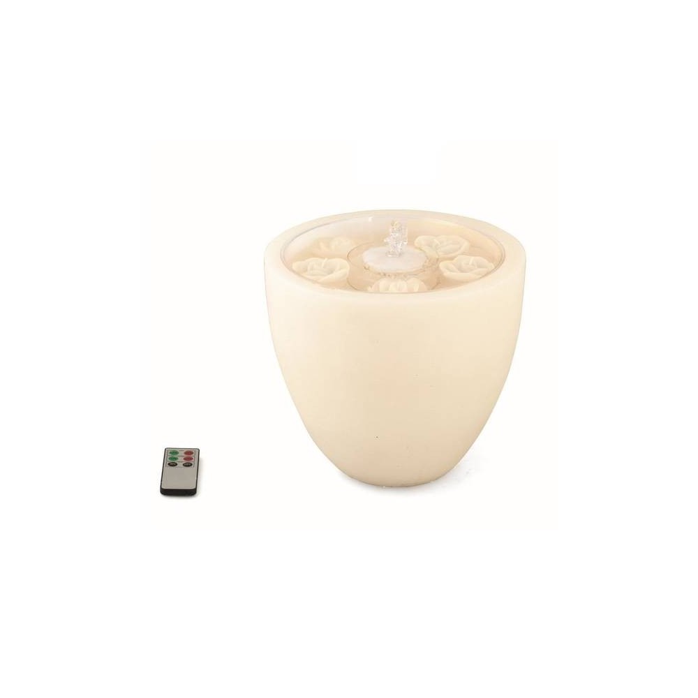 VASO CERA BIANCO CON FONTANA E LED
