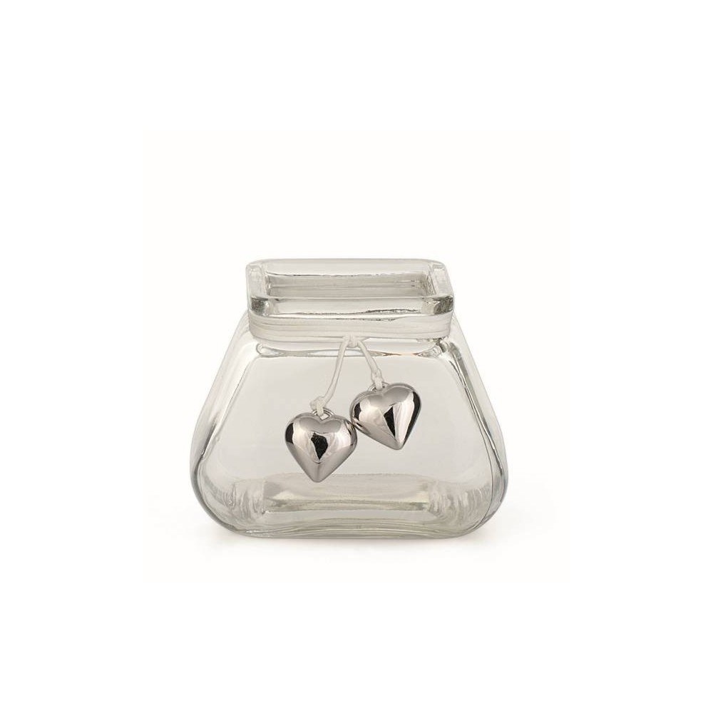 VASO VETRO CON CUORI 14X14X11